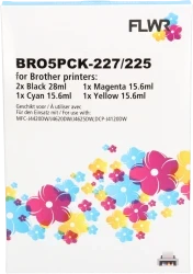 FLWR Brother LC-225 LC-227 Multipack zwart en kleur