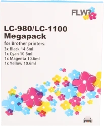 FLWR Brother LC980/1100 Megapack zwart en kleur