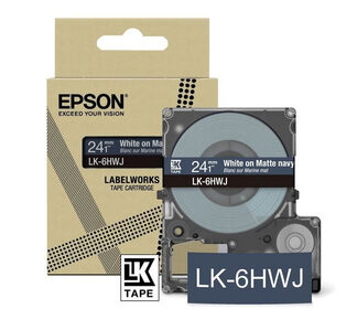 Origineel Epson Tapecassette 18mm wit/navyblauw (mat)