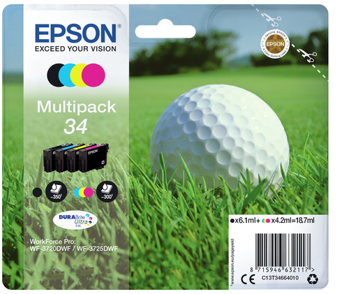 Origineel Epson inkt cartridge geel cyan zwart magenta 3 x 300 paginas (color)