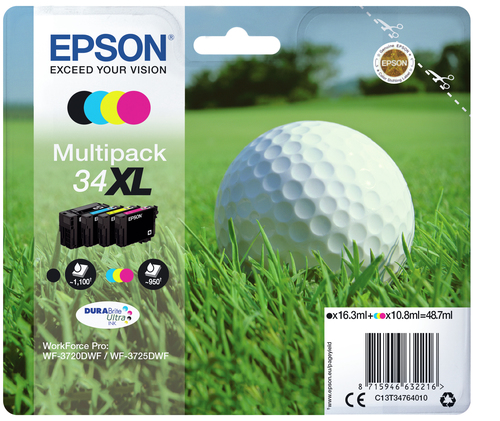Origineel Epson inkt cartridge geel cyan zwart magenta High-Capacity 1100 paginas (zwart)