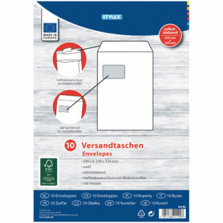 mailers, DIN C4, met venster, 10 stuk, FSC