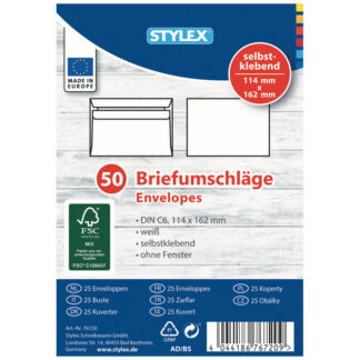 enveloppen, DIN C6, selbstuklebend, 50 stuk, FSC