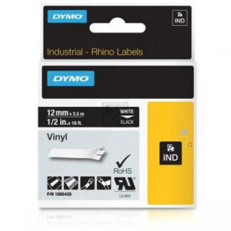 Origineel Dymo Tapecassette 12mm (Vinyl) wit/zwart (1805435)