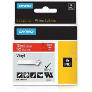 Origineel Dymo Tapecassette 19mm (Vinyl) wit/rood (1805416)