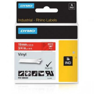 Origineel Dymo Tapecassette 19mm (Vinyl) wit/rood (1805422)